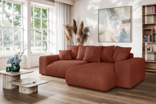 Home affaire Ecksofa LAKESIDE mit Bettfunktion und Bettkasten, B/T/H 257/166/84 cm, L-Form, Recamiere beidseitig montierbar, mit Wellenunterfederung