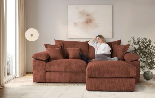 Home affaire Ecksofa Soft&Cosy XL L-Form, B: 246 cm - OTTO. Verlässliche Qualität., Mega-Sofa, Cord oder Chenille-Struktur, mit Federkern & 4 Zierkissen