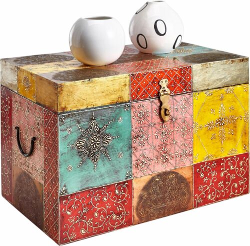 Home affaire Truhe Vivek, handbemalt, mit Metallverschluss