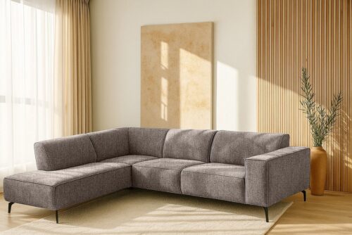 Home affaire Ecksofa LORCAN mit Metallfüßen, Breite 275 cm, weiches Sitzgefühl, Metallfüße, Lederoptik, Struktur, Bouclé