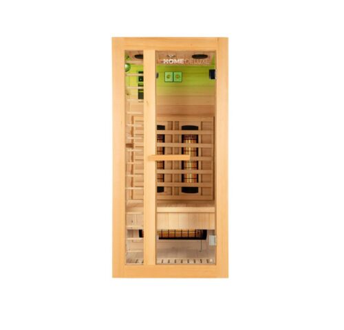 HOME DELUXE Infrarotkabine REDSUN DELUXE S, BxTxH: 90 x 80 x 190 cm, (Komplettset) 4 Vollspektrumstrahler, Hemlocktanne, für 1 Person l Infrarotsauna