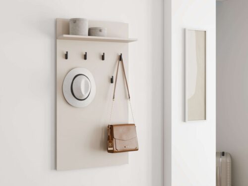 Home affaire Garderobenpaneel Arran, Wandregal Wandpaneel, Wandgarderobe praktisch & stillvoll, mit 6 Kleiderhaken und Ablage für Accessoires, Breite 63 cm