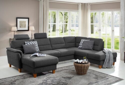 Home affaire Wohnlandschaft Palmera U-Form, B: 308 cm, optional Bettfunktion & Bettkasten, Federkern