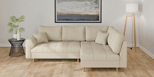 Home affaire Ecksofa CHARRE L-Form mit Ottomane, Maße B/T/H: 231/161/81 cm, feine Steppung, lose Rücken- und Zierkissen, auch in Cord und Bouclé