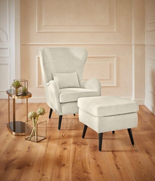 Home affaire Sessel Salla auch in Fellimitat und Feincord, viele Bezugsarten, Ohrensessel, wahlweise mit oder ohne Hocker, großer Sessel: Maße B/T/H: 78/94/118cm