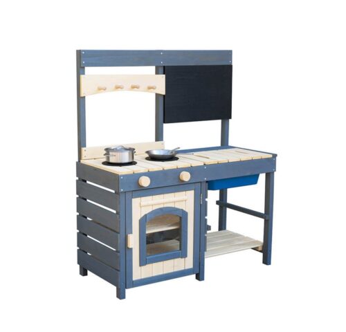 HOME DELUXE Sandkasten Matschküche MUDINO - 80 x 36 x 98,5 cm, inkl. Tafel & Spielzubehör, Spielküche Outdoor, Matschküche aus Holz