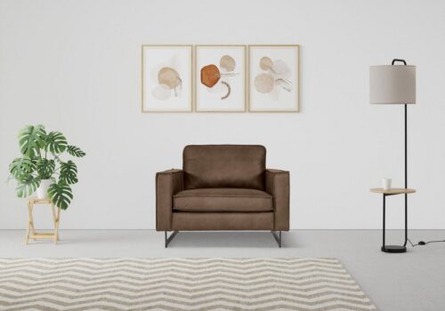 Home affaire Loveseat Pinto 105 cm, Cord, Chenille, Lederoptik, mit Keder, Metallfüßen und auch in Cord Bezug erhältlich