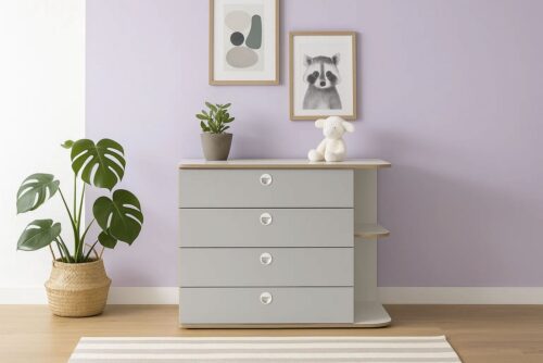 Home affaire Kommode ELLETE Schrank mit 4 Schubladen und 2 offene Fächer, Breite 116 cm, Sideboard mit viel Stauraum, Maße B/T/H: 116/42/82,7 cm