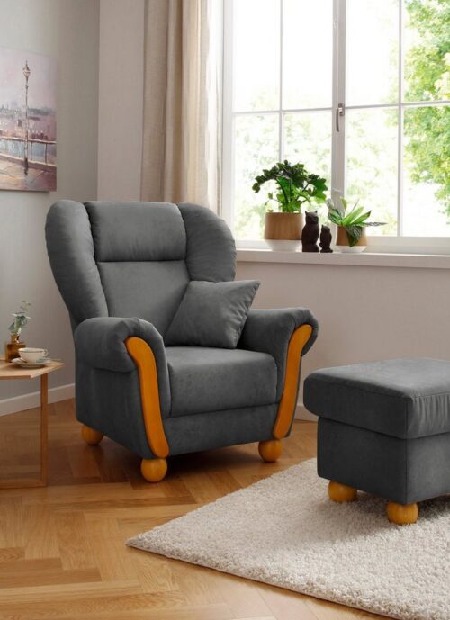 Home affaire Loungesessel Milano Vintage, Hochlehnsessel, Ohrensessel, hoher Sitzkomfort mit hoher Rückenlehne, incl. Zierkissen