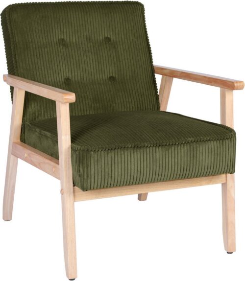 Home affaire Loungesessel MENONRI mit Armlehnen aus Massivholz, Relaxsessel, Lese-Sessel, Cocktailsessel in Cord und Webstoff