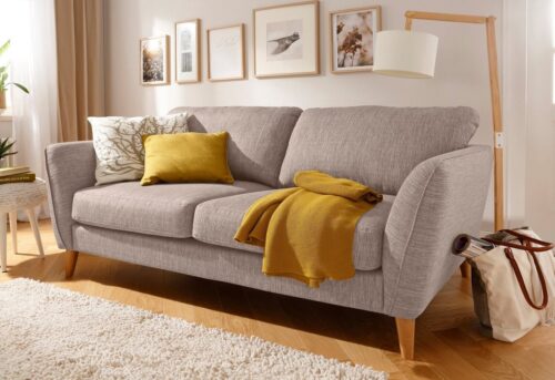 Home affaire 3-Sitzer MARSEILLE 3er Sofa 206 cm, Cord, Flachgewebe, Struktur, Webstoff, mit Massivholzbeinen aus Eiche, verschiedene Bezüge und Farbvarianten