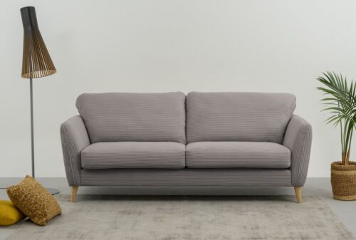 Home affaire 3-Sitzer MARSEILLE 3er Sofa 206 cm, Cord, Flachgewebe, Struktur, Webstoff, Massivholzbeine Eiche, Landhausstil, Wellenunterfederung
