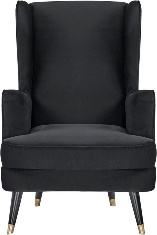 Home affaire Ohrensessel ZILLER, TV-Sessel, frei im Raum stellbar, in Cord und Samtvelours, Holzfüsse mit dekorativen Metallhülsen, Traumhafter Relaxsessel