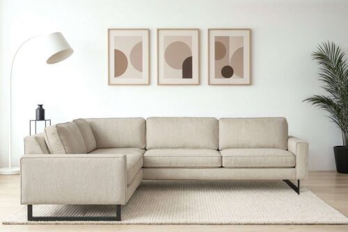Home affaire Ecksofa Pinto, XXL, 250/290 cm, langer Schenkel, Ottomane, Cord, Chenille, Lederoptik, mit Keder, Metallfüße, Wellenunterfederung
