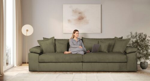 Home affaire Big-Sofa Soft&Cosy XXL, B: 303 cm - OTTO. Verlässliche Qualität., Mega-Sofa, Cord oder Chenille-Struktur, mit Federkern & 4 Zierkissen