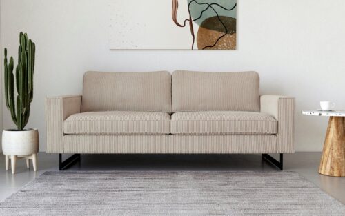 Home affaire 3-Sitzer Maxi-Ausführung Pinto, 236 cm, Cord, Chenille, Lederoptik, mit Keder, schwarze Metallfüße, Wellenunterfederung