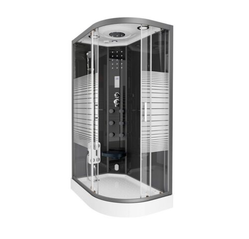HOME DELUXE Dampfdusche BLACK PEARL - 120 x 80 cm Rechts, BxT: 120x80 cm, ESG-Vollverglasung, Regendusche, Duschtempel, Fertigdusche, Dusche, Duschkabine Komplett
