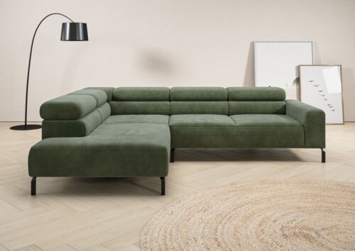Home affaire Ecksofa Antonelli, L-Form, inkl. Kopfteilverstellung, Breite 276 cm, ohne Sitztiefenverstellung, in Cord, oliv