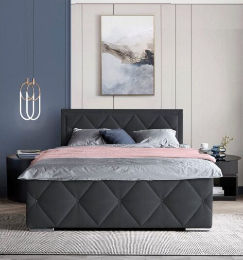 Home affaire Boxbett Alfie, Topseller! Inkl. Bettkasten&Topper, Wahlweise mit Knopfsteppung oder Strasssteinen, H2, H3 und H4 wählbar