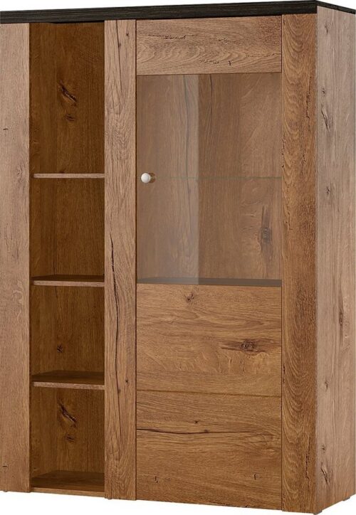 Home affaire Vitrine Larona, zeitlose Glasvitirne, Hochschrank Höhe 145 cm Stauraumvitrine mit dekorativer Rahmenoptik
