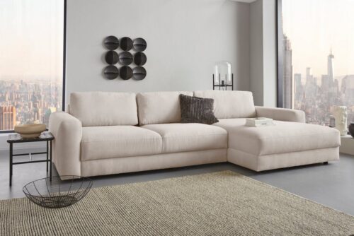 Home affaire Ecksofa Bloomfield, elegant, viel Platz, Mega Couch, Breite 303cm, L-Form, extra tiefe Sitzfläche, wahlweise mit Sitztiefenverstellung