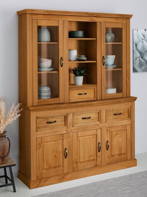 Home affaire Buffet Selma aus massivem Kiefernholz, mit Griffen aus antikisiertem Metall