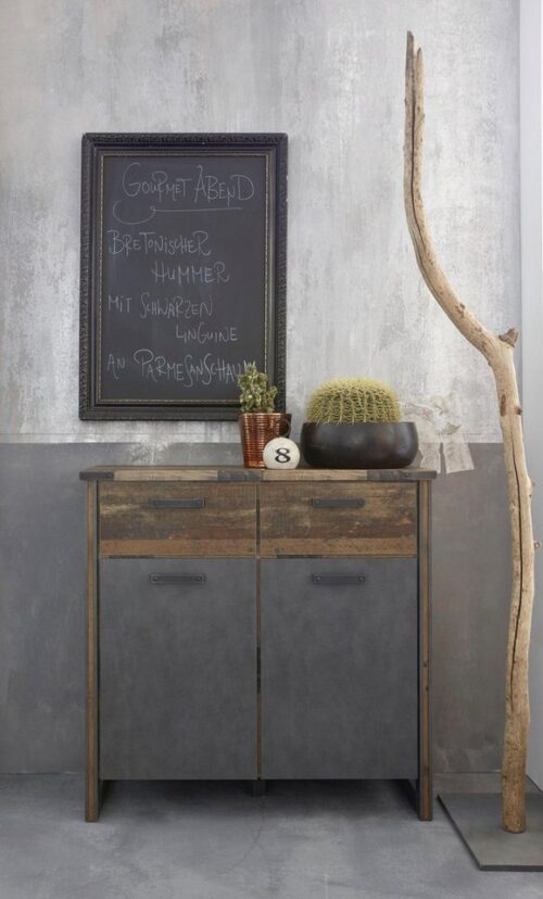 Home affaire Kommode Bristol, Rustikaler Wohnzimmerschrank mit 2 Schubladen und 4 Fächern