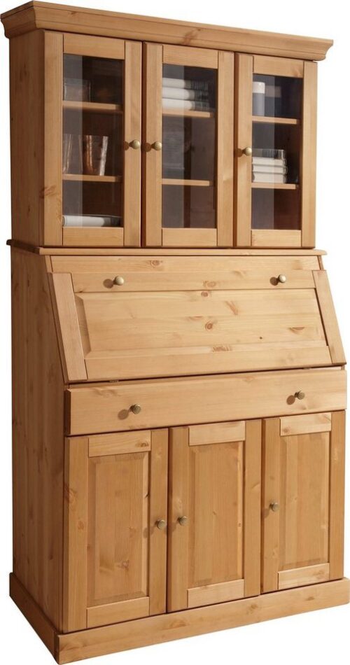 Home affaire Sekretär Rosi im Landhausstil, Schreibtisch aus Massivholz, mit Vitrine, in 2 Breiten
