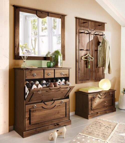 Home affaire Garderoben-Set Klera, (Set, 4-St), 4-teilig, aus massiver Kiefer, FSC®-zertifiziert