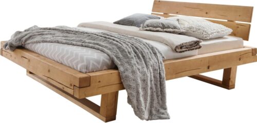 Home affaire Massivholzbett Ultima Balkenbett Doppelbett, Füße mit Kufenform (hohe Belastbarkeit: 200kg je Seite), Massivholz, Skandinavisches Design, Robust, stabil, FSC zertifiziert