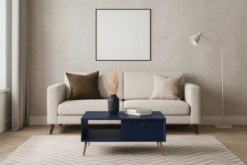 Home affaire Couchtisch ROMILDA Kaffeetisch mit viel Stauraum, 87x66cm, modernes Design, Beistelltisch mit zusätzlichen Aufbewahrungsschränken, goldene Akzente