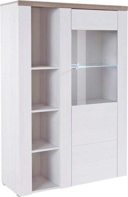 Home affaire Vitrine Larona, zeitlose Glasvitirne, Hochschrank Höhe 145 cm Stauraumvitrine mit dekorativer Rahmenoptik