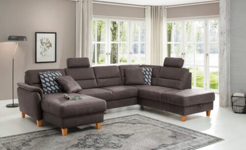 Home affaire Wohnlandschaft Palmera U-Form, B: 308 cm, optional Bettfunktion & Bettkasten, Federkern