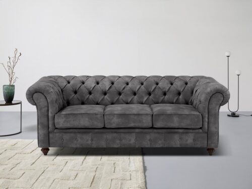 Home affaire Chesterfield-Sofa Chesterfield 3-Sitzer B/T/H: 198/89/74 cm, mit hochwertiger Knopfheftung, auch in Leder