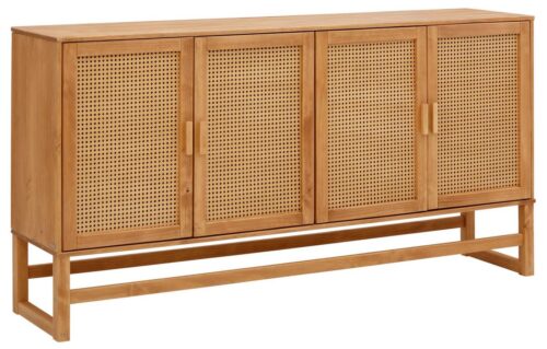 Home affaire Sideboard Linz, Kommode mit Rattangeflecht auf den Türfronten, aus Massivholz