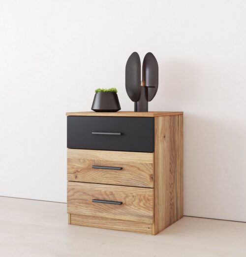 Home affaire Nachtkonsole Faweza,Breite 46 cm, Nachtschrank mit 3 Schubladen, Nachttisch, Nachtkommode viel Stauraum