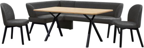 Home affaire Eckbankgruppe Aretha Essecke, Sitzgruppe, Eckbank, Küchenbank, (Set, 4-tlg., 4er), Esszimmer Sitzgruppe, Tisch, Stühle und Bank gepolstert, Nosagfederung