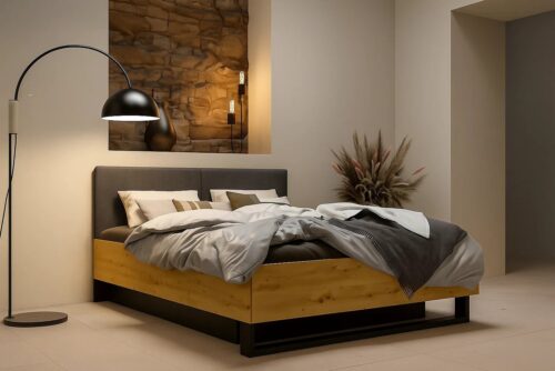 Home affaire Polsterbett PERY Bettgestell 160x200 mit gepolstertem Kopfteil, ohne Bettkasten, ohne Lattenrost und Bettkasten, Breite 160 cm