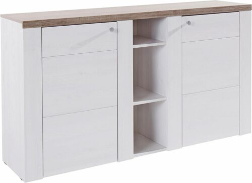 Home affaire Sideboard Larona, zeitlose Kommode mit 2 Türen, Türkommode, Breite 155 cm, Höhe 84 cm, viel Stauraum, Anrichte mit dekorativer Rahmenoptik