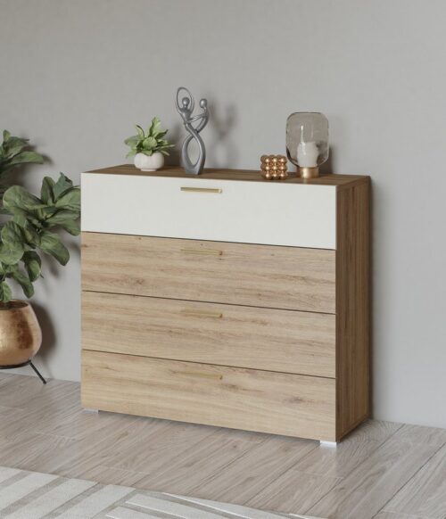 Home affaire Schubkastenkommode Bitry, Breite 100 cm, Sideboard mit Schubladen, viel Stauraum, Mehrzweckschrank fühlbare Struktur, Holzoptik