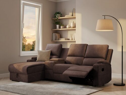 Home affaire Ecksofa NAPORI Multimediasofa, 3er Kinosessel XXL, L-Form, 3 Bezugsstoffe, Kinosofa mit Relaxfunktion, Getränkehalter, Staufach und Staukasten