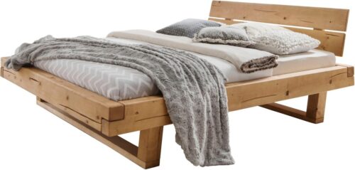 Home affaire Massivholzbett Ultima Balkenbett Doppelbett, Füße mit Kufenform (hohe Belastbarkeit: 200kg je Seite), Massivholz, Skandinavisches Design, Robust, stabil, FSC zertifiziert