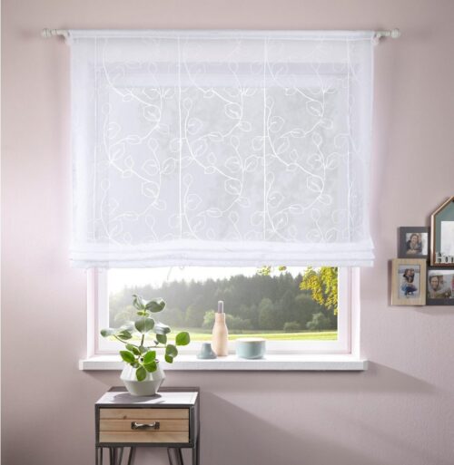 Home affaire Raffrollo Adele, mit Stangendurchzug, ohne Bohren, mit Stickerei