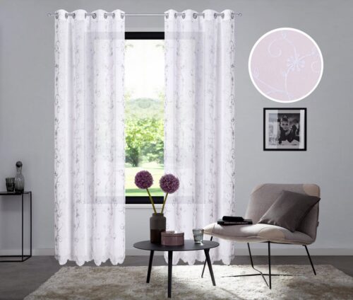 Home affaire Gardine Bisel (1 St), Ösen, transparent, Transparent, Blumenmuster, Ösen, Pflegeleicht, klassisch