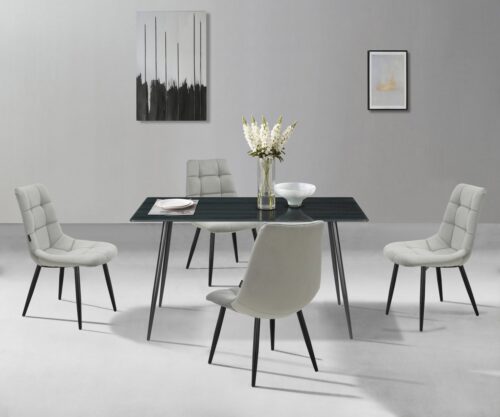 Home affaire Essgruppe Arhus, TOPSELLER!, OTTOs Choice, (Set, 5-tlg), mit Glasplatte in Holzoptik, weicher Samtvelours Bezug