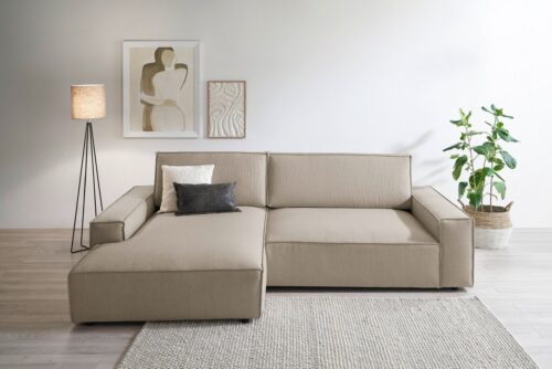 Home affaire Ecksofa NEU: SHERWOOD XXL 284, Big-Sofa L-Form, tiefe Sitzfläche 95 cm, Cord, Recamiere rechts/links, als Schlafsofa stellbar, Cord u. Leinenoptik