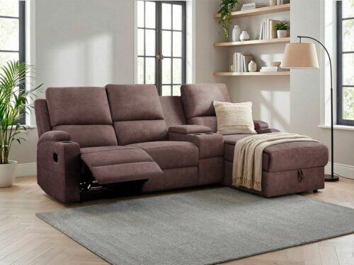 Home affaire Ecksofa NAPORI Multimediasofa, 3er Kinosessel XXL, L-Form, 3 Bezugsstoffe, Kinosofa mit Relaxfunktion, Getränkehalter, Staufach und Staukasten