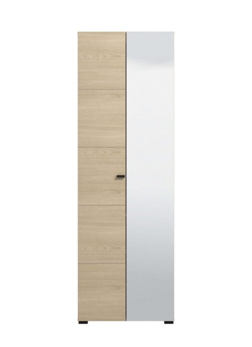 Home affaire Garderobenschrank Rathlin, Stauraumschrank, Flurschrank, ausziehbare Kleiderstange Spiegeltür, Gesamtbreite 64 cm, drei Regale