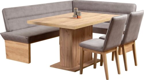 Home affaire Eckbankgruppe Beluna + Cross Essecke Sitzgruppe Eckbank Küchenbank BESTSELLER, (Set, 4-tlg., Eckbank, 2 Stühle und Tisch), Sitzgruppe Esszimmer Stühle Tisch und Bank bequem gepolstert