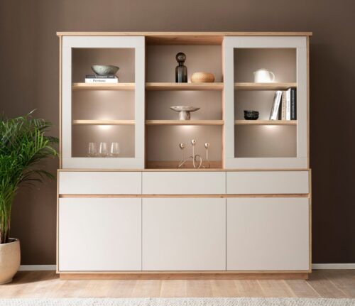 Home affaire Buffet Sonora, moderner Hochschrank, Buffetschrank in Kaschmir, Regal filigrane Rahmenoptik, ausreichend Stauraum, vielseitig einsetzbar